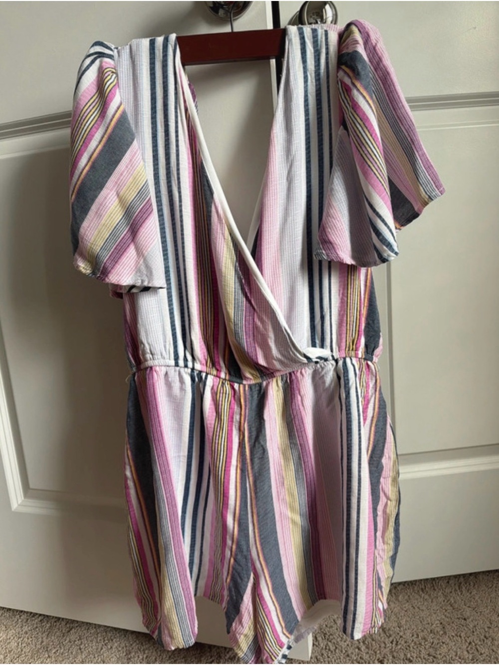 Trixxi Striped Pink Multicolor Kids One-Piece Romper Large - Picture 3 of 4